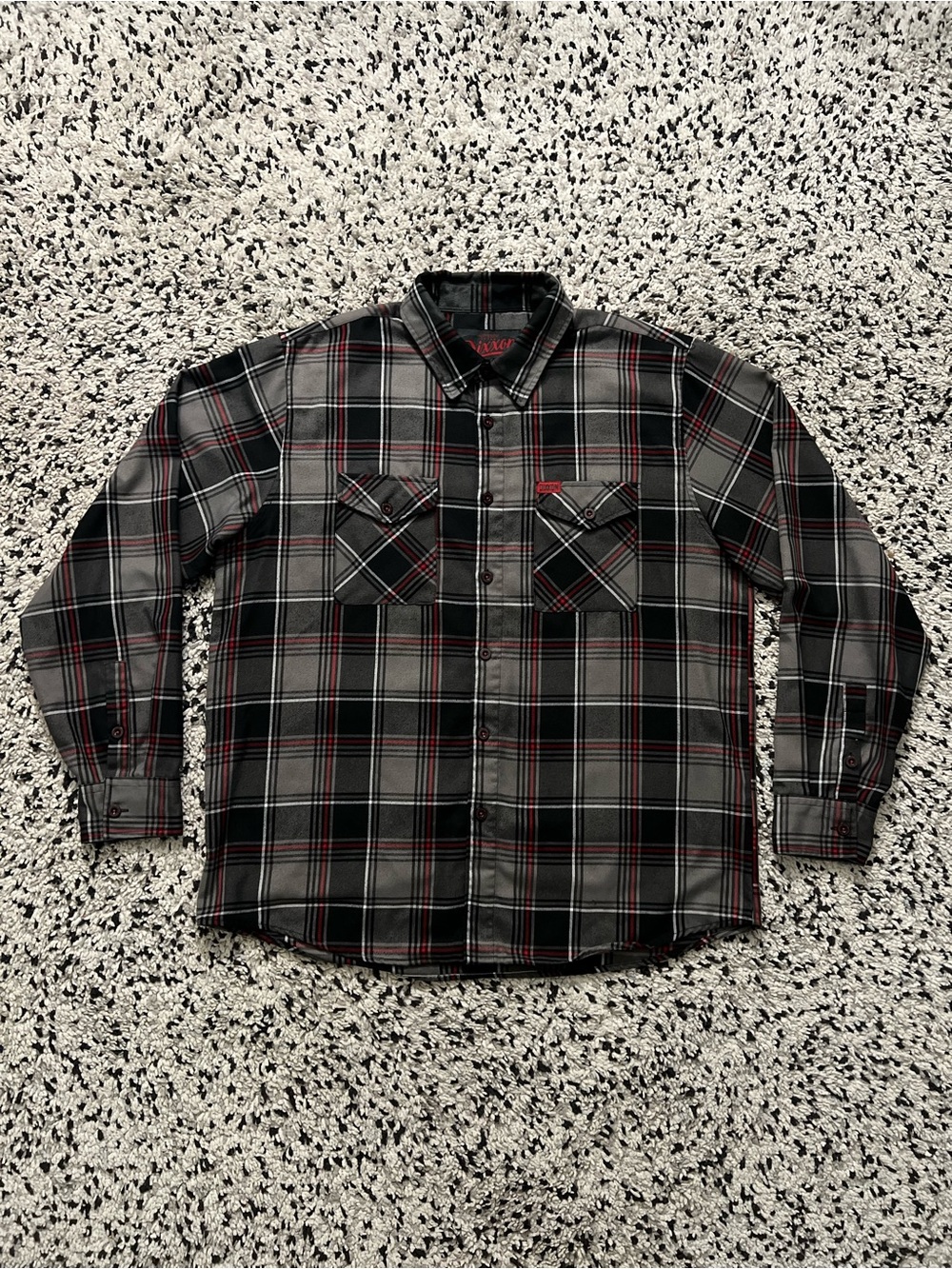 DIXXON Heritage Flannel Shirt Black Grey Red Long Sleeve Button Down Men’s XL